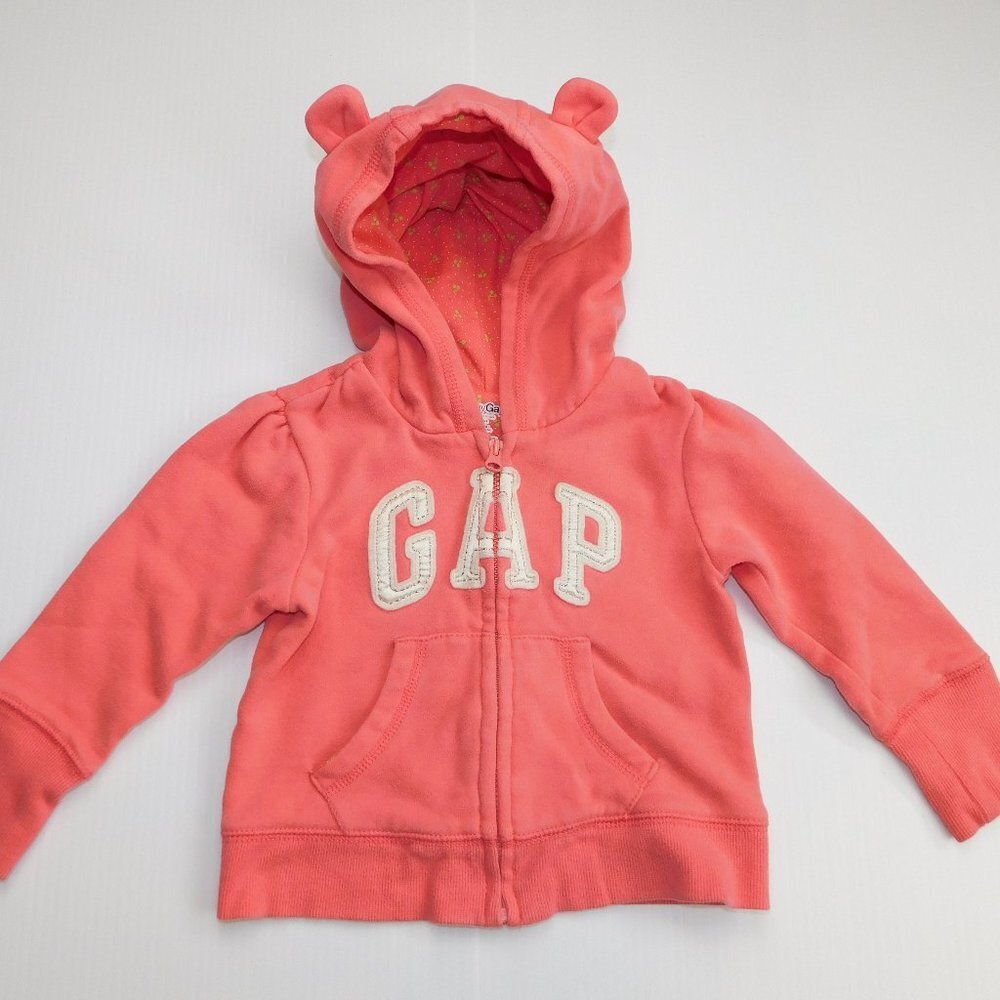 GAP  Pink Full Zip Hoodie w Ears Baby Girl 12-18 Months